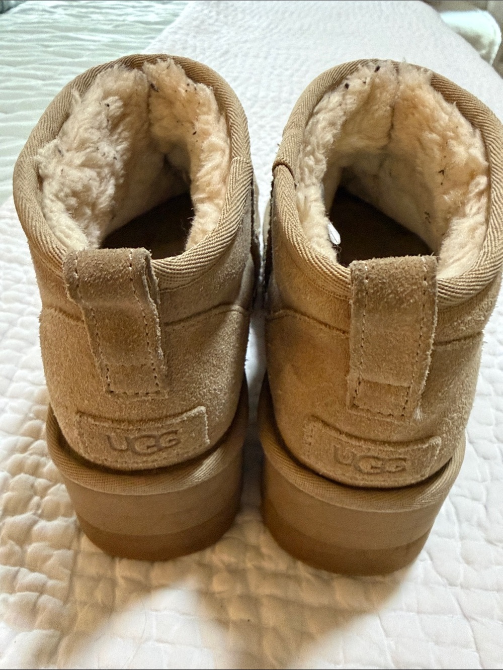 UGG Chestnut Short Shearling Platform Booties size 9